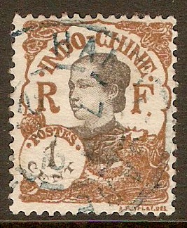 Indo-China 1922 1c Brown. SG119.